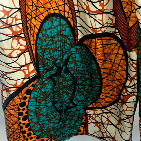 Women’s Abstract Batik Print Crop Culotte Belted Wide Leg Trouser Pant - Picture 3 of 9